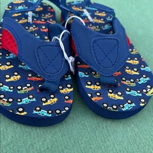 NWT Kids' Blue Car Print Sandals Monster Trucks Elastic Heel Straps Toddler 10